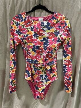 Roxy Women’s Floral Long Sleeve One-Piece Swimsuit - Pink, Blue, Yellow